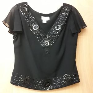 Black Embroidered Vintage Adrianna Papel Top 8 P